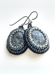 Maine Black Tourmaline Embroidered Earrings - Lively Accents