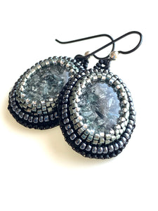 Maine Black Tourmaline Embroidered Earrings - Lively Accents