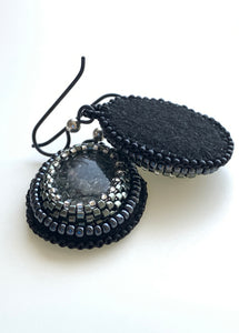 Maine Black Tourmaline Embroidered Earrings - Lively Accents