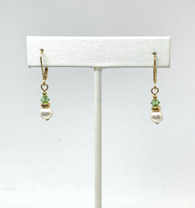 Birthstone and Pearl Leverback Earrings - Lively Accents