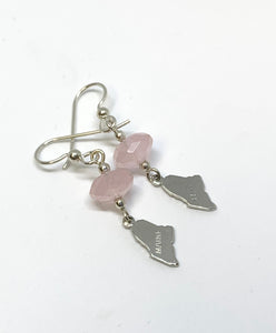 Maine Rose Quartz and Maine Charm Earrings - Lively Accents