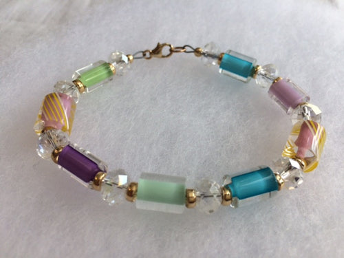 Cane Glass Art Bead Bracelet - Lively Accents