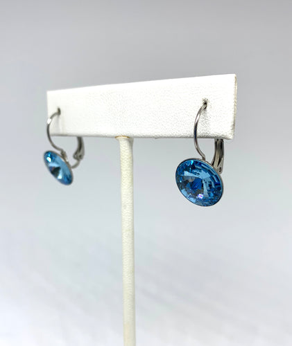 Birthstone Swarovski Large Leverback Earrings - Lively Accents