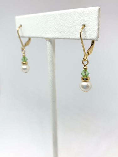 Birthstone and Pearl Leverback Earrings - Lively Accents