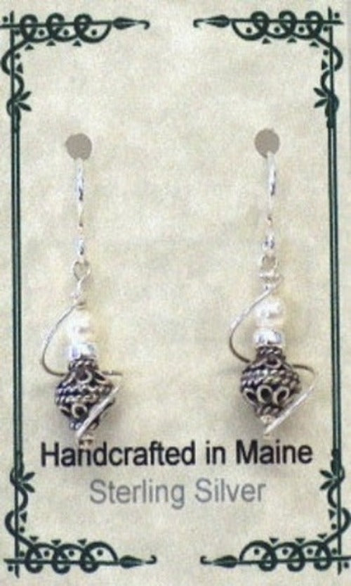 Bali Silver and Pearl Twist Earrings - Lively Accents
