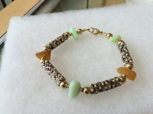 Load image into Gallery viewer, Gold Sea glass and Peyote stitch bracelet - Lively Accents