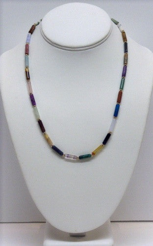 Necklace & Bracelet Multi Gemstone Tube Set - Lively Accents
