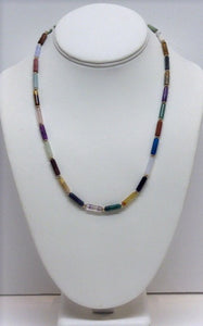 Necklace & Bracelet Multi Gemstone Tube Set - Lively Accents