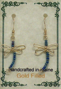Gold Filled Wire Dragonfly Earrings - Lively Accents