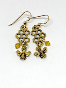 Honeycomb and Bee Earrings - Lively Accents