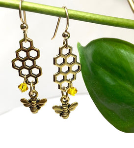 Honeycomb and Bee Earrings - Lively Accents