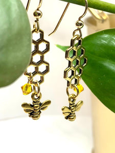 Honeycomb and Bee Earrings - Lively Accents