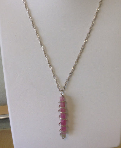 Maine Pink Tourmaline Spiral Wrapped Necklace - Lively Accents