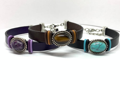 Gemstone Leather Bracelets - Lively Accents