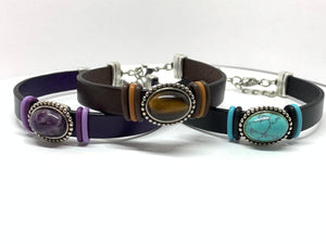 Gemstone Leather Bracelets - Lively Accents