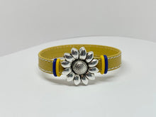 Load image into Gallery viewer, Support Ukraine Magnetic Sunflower Leather Bracelet - Lively Accents