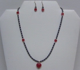 Hematite and Red Jade Heart Set - Lively Accents