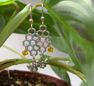 Honeycomb and Bee Earrings - Lively Accents
