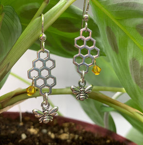 Honeycomb and Bee Earrings - Lively Accents