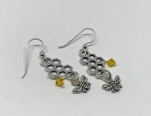 Honeycomb and Bee Earrings - Lively Accents
