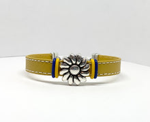 Load image into Gallery viewer, Support Ukraine Leather Sunflower Bracelet - Lively Accents