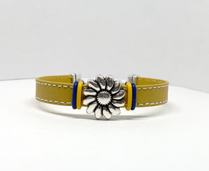 Support Ukraine Leather Sunflower Bracelet - Lively Accents